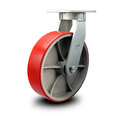 Service Caster 12 Inch Extra Heavy Duty Red Poly on Cast Iron Wheel Swivel Top Plate Caster SCC-KP92S1230-PUR-RS